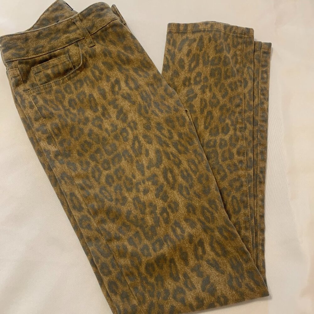 Chaps Women's Size 2 Cotton Blend Animal Print Straight Jeans Denim